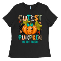 Black Cutest Pumpkin In The Patch Ladies Tee - texasbilliewilder