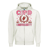 Oatmeal Heather cupid university Zipper Hoodie - LillyAllenDesigns