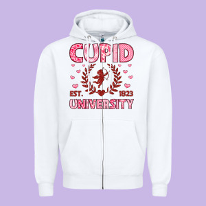 Cupid University Zipper Hoodie Designed By Lillyallendesigns
