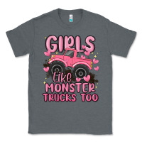Charcoal Heather girls like monster trucks too Classic Tee - MaliasSmallBusiness