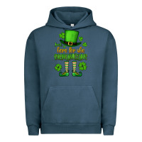 Pigment Midnight Navy Just here for the shenanigans St. Patrick's Urban Hoodie - OliviaCreatesArt