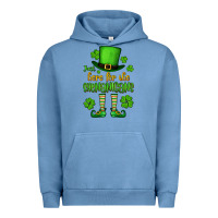 Pigment Pebble Blue Just here for the shenanigans St. Patrick's Urban Hoodie - OliviaCreatesArt
