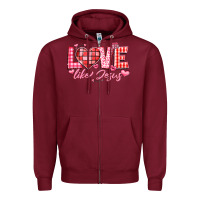 Burgundy love like jesus la Zipper Hoodie - LillyAllenDesigns