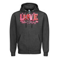 Charcoal Heather love like jesus la Zipper Hoodie - LillyAllenDesigns