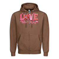 Chestnut love like jesus la Zipper Hoodie - LillyAllenDesigns