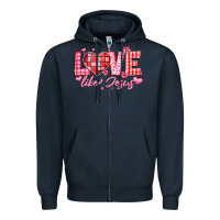 Navy love like jesus la Zipper Hoodie - LillyAllenDesigns