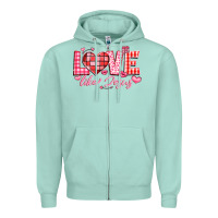 Seafoam love like jesus la Zipper Hoodie - LillyAllenDesigns