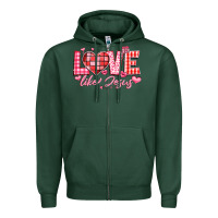 Sports Green love like jesus la Zipper Hoodie - LillyAllenDesigns
