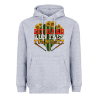 Heather Grey Hit hard run fast turn left Heavyweight Hoodie - NancyCooperArtShop