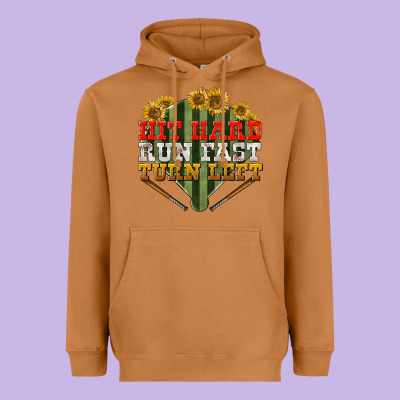 Hit Hard Run Fast Turn Left Heavyweight Hoodie Designed By Nancycooperartshop