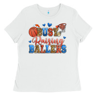 White busy raising ballers basketball Ladies Tee - Zillion Design Studio