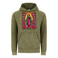 Vintage Olive our lady of guadalupe serape background Vintage Hoodie - Artiststas
