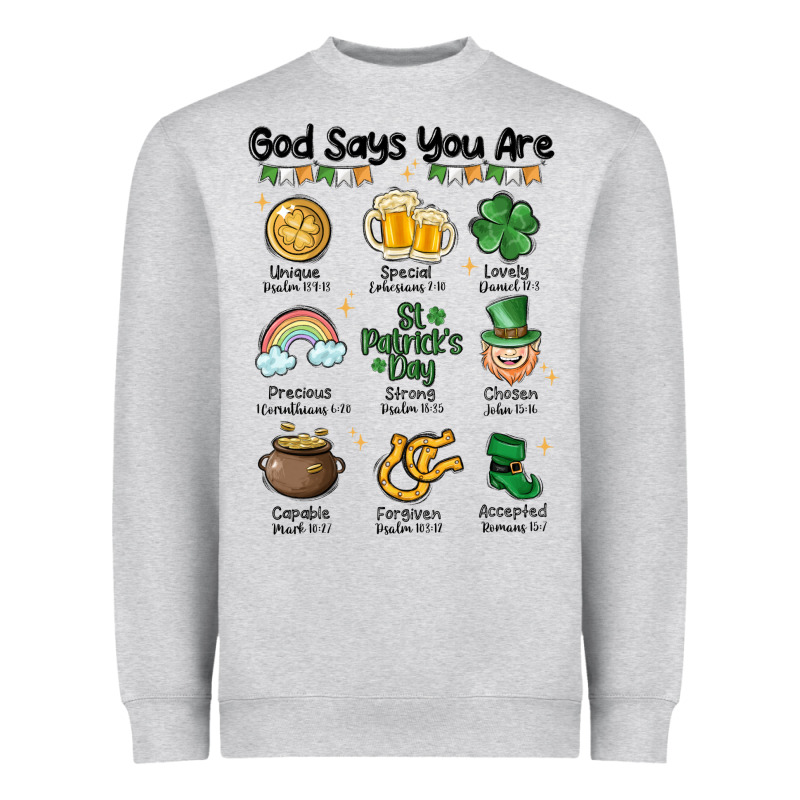 God Says You Are St Patrick's Day Heavyweight Sweatshirt by MaliasSmallBusiness | Teevron