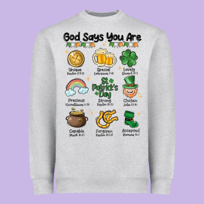 God Says You Are St Patrick's Day Heavyweight Sweatshirt Designed By Maliassmallbusiness