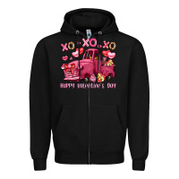 Black xo xo xo happy valentine's day truck Zipper Hoodie - LillyAllenDesigns