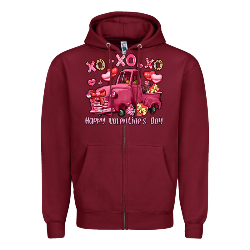 Xo Xo Xo Happy Valentine's Day Truck Zipper Hoodie by LillyAllenDesigns | Teevron