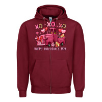 Burgundy xo xo xo happy valentine's day truck Zipper Hoodie - LillyAllenDesigns