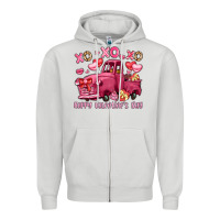 Dove Grey xo xo xo happy valentine's day truck Zipper Hoodie - LillyAllenDesigns