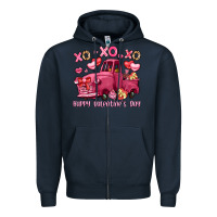 Navy xo xo xo happy valentine's day truck Zipper Hoodie - LillyAllenDesigns