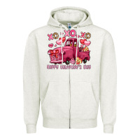 Oatmeal Heather xo xo xo happy valentine's day truck Zipper Hoodie - LillyAllenDesigns