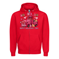 Red xo xo xo happy valentine's day truck Zipper Hoodie - LillyAllenDesigns