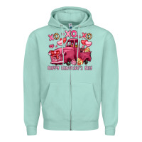 Seafoam xo xo xo happy valentine's day truck Zipper Hoodie - LillyAllenDesigns