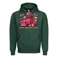 Sports Green xo xo xo happy valentine's day truck Zipper Hoodie - LillyAllenDesigns