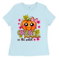 Baby Blue Cutest Pumpkin In The Patch Ladies Tee - texasbilliewilder