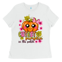 White Cutest Pumpkin In The Patch Ladies Tee - texasbilliewilder