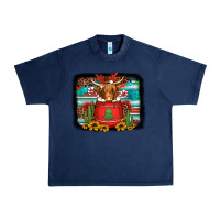 Navy hot coco christmas highland cow with background Urban Heavy Tee - Jasminsmagicworld