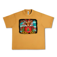 Hot Coco Christmas Highland Cow With Background Urban Heavy Tee | Teevron