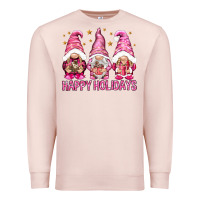 Pale Pink Happy holidays with gnomes Premium Sweatshirt - NancyCooperArtShop