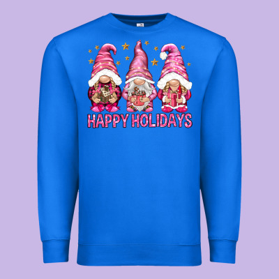 Happy Holidays With Gnomes Premium Sweatshirt Designed By Nancycooperartshop