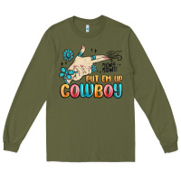 Army Green western turquoise put em up cowboy Long Sleeve Tee - MaliasSmallBusiness