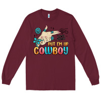 Burgundy western turquoise put em up cowboy Long Sleeve Tee - MaliasSmallBusiness