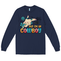 Navy western turquoise put em up cowboy Long Sleeve Tee - MaliasSmallBusiness