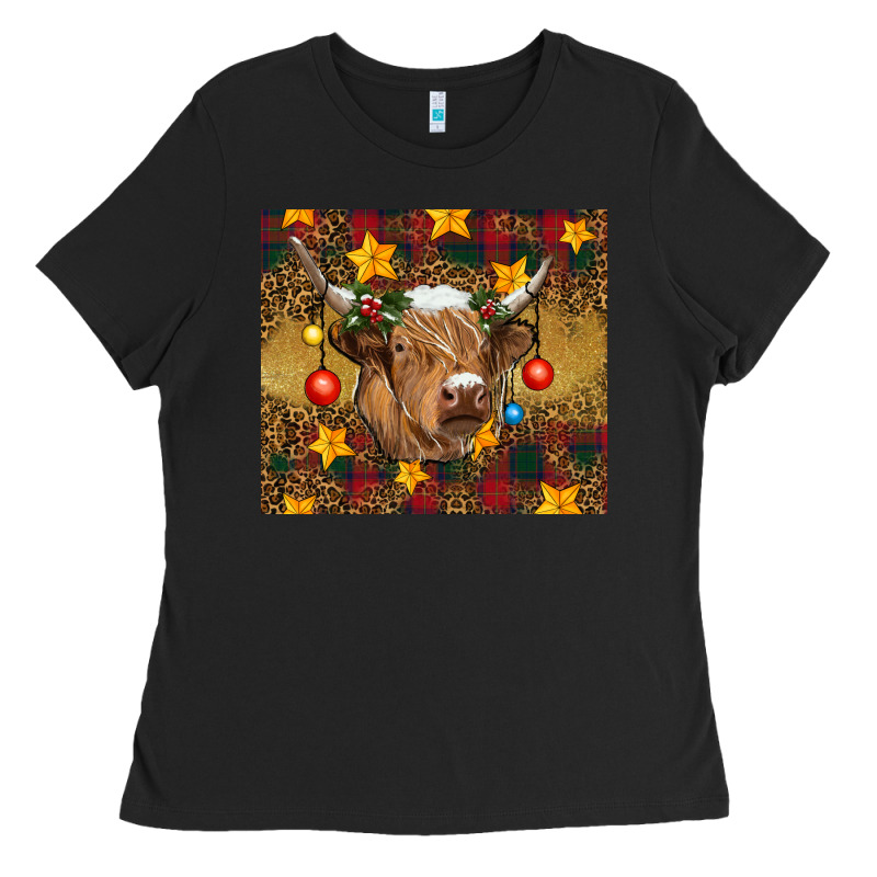 Christmas Highland Cow Tumbler Ladies Tee by RanaPortraitStore | Teevron
