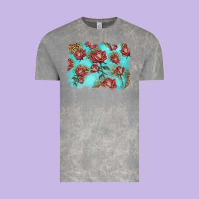 Red Roses With Leopard Background Vintage Tee Designed By Lillyallendesigns