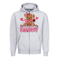 Heather Grey my valentine is my daddy Zipper Hoodie - LillyAllenDesigns