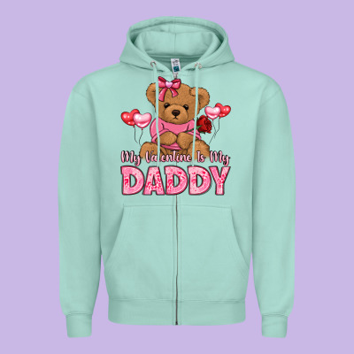 My Valentine Is My Daddy Zipper Hoodie Designed By Lillyallendesigns