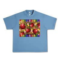 Pebble Blue Teacher Crayons And Apples Urban Heavy Tee - LillyAllenDesigns