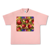 Salmon Teacher Crayons And Apples Urban Heavy Tee - LillyAllenDesigns