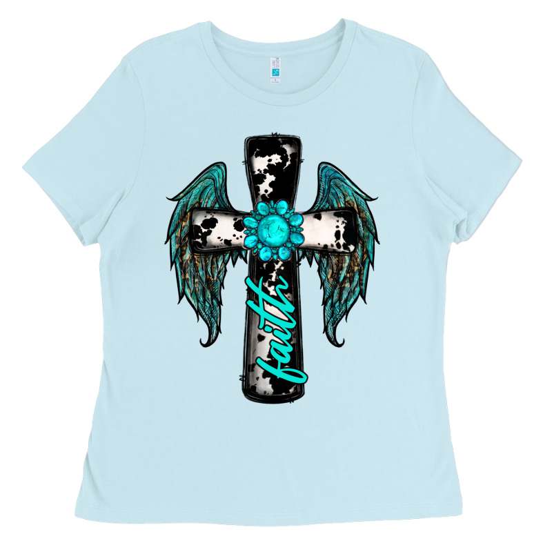 Cross Faith Gemstone Wings Ladies Tee by RanaPortraitStore | Teevron