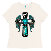 Bone cross faith gemstone wings Ladies Tee - RanaPortraitStore