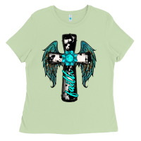 Matcha cross faith gemstone wings Ladies Tee - RanaPortraitStore