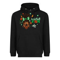 Black Afro Messy Bun Full Face Basketball Mom Heavyweight Hoodie - texasbilliewilder