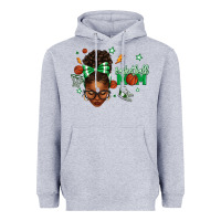Heather Grey Afro Messy Bun Full Face Basketball Mom Heavyweight Hoodie - texasbilliewilder
