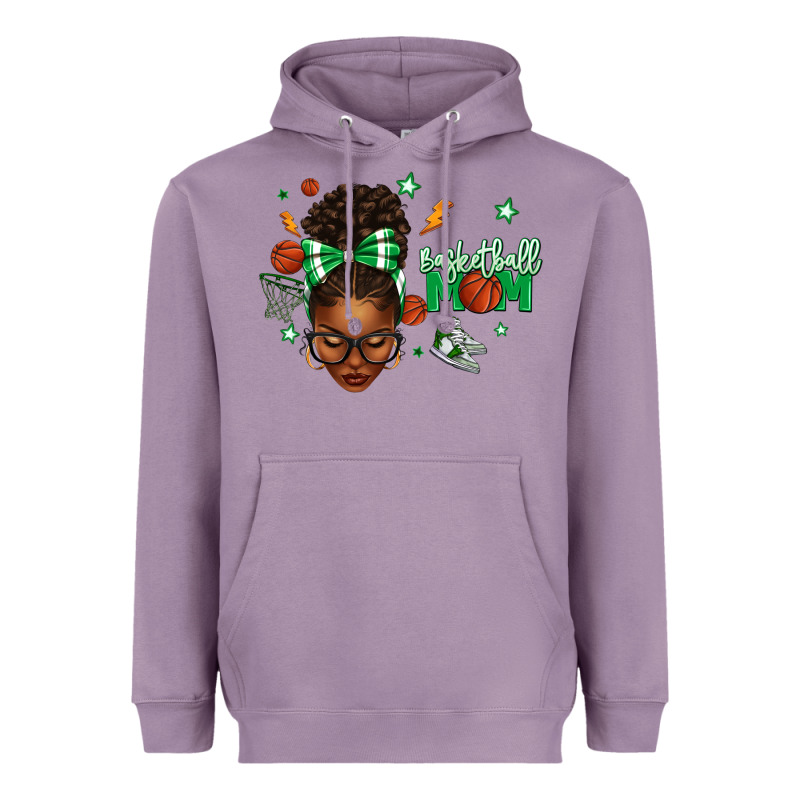Afro Messy Bun Full Face Basketball Mom Heavyweight Hoodie by texasbilliewilder | Teevron