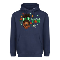 Navy Afro Messy Bun Full Face Basketball Mom Heavyweight Hoodie - texasbilliewilder