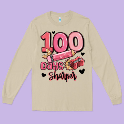 100 Days Sharper School Long Sleeve Tee Designed By Maliassmallbusiness